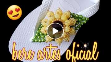 COMO FAZER UMA LINDA FLOR DE PÉROLAS GIRASSOL/com pérolas craqueladas